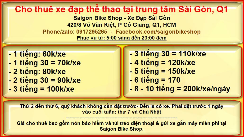 Cho thuê xe đap tại Ho Chi Minh